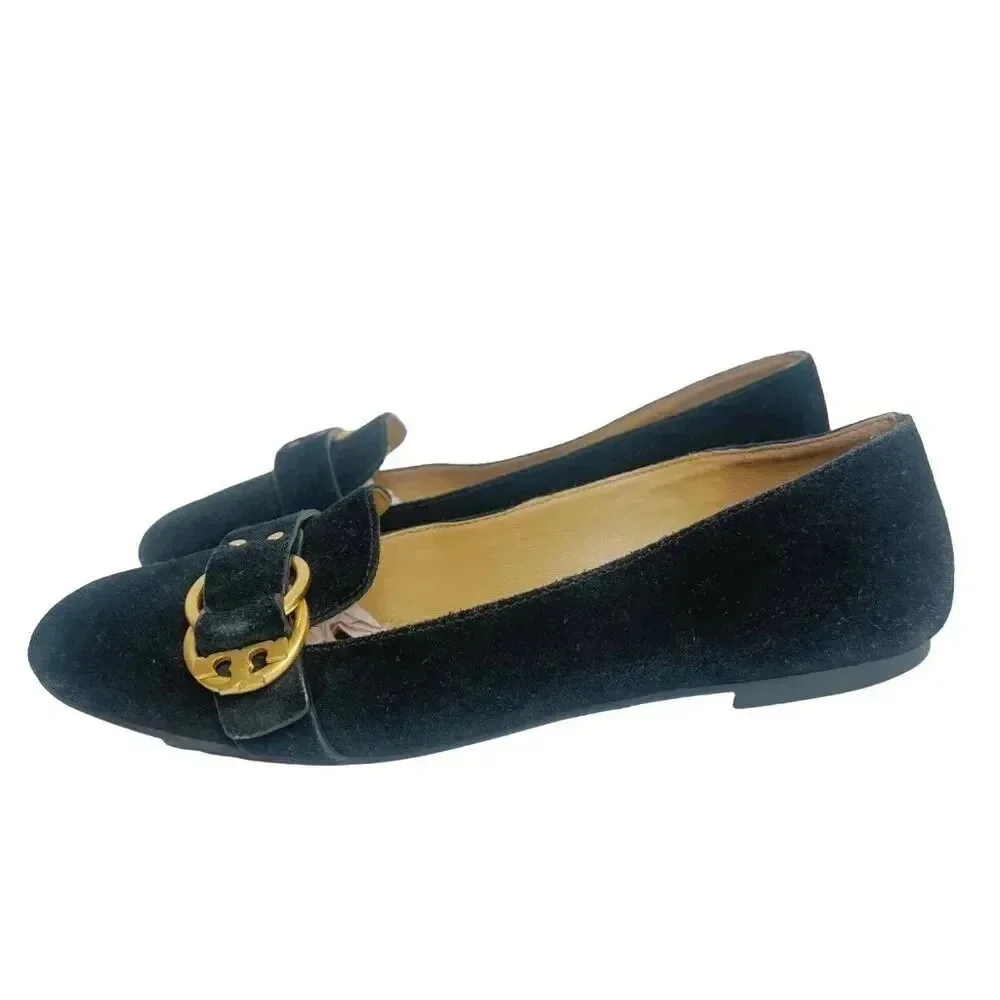 Tory Burch Marsden Suede Smoking Loafer in Black Women's Size 8.5